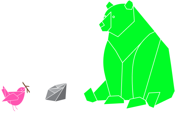 Composition with Bear, Bird and Rock